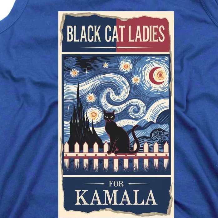 Cat Ladies For Kamala Harris 2024 Van Gogh Starry Night Gift Tank Top