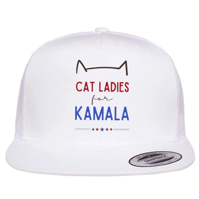 Cat Ladies For Kamala Cat Lady Gift Flat Bill Trucker Hat