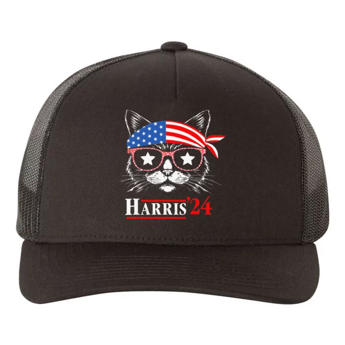 Cat Ladies For Kamala Funny Cat 2024 President Kamala Harris Yupoong Adult 5-Panel Trucker Hat