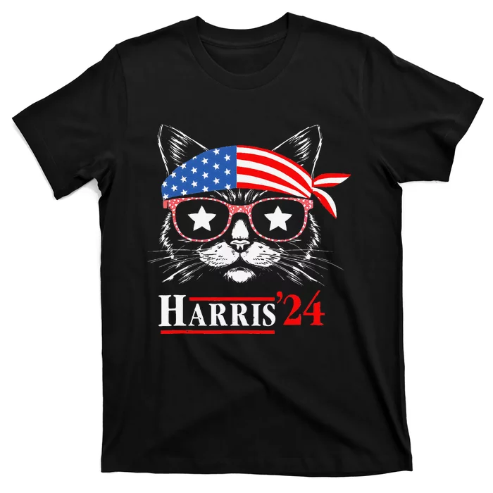 Cat Ladies For Kamala Funny Cat 2024 President Kamala Harris T-Shirt