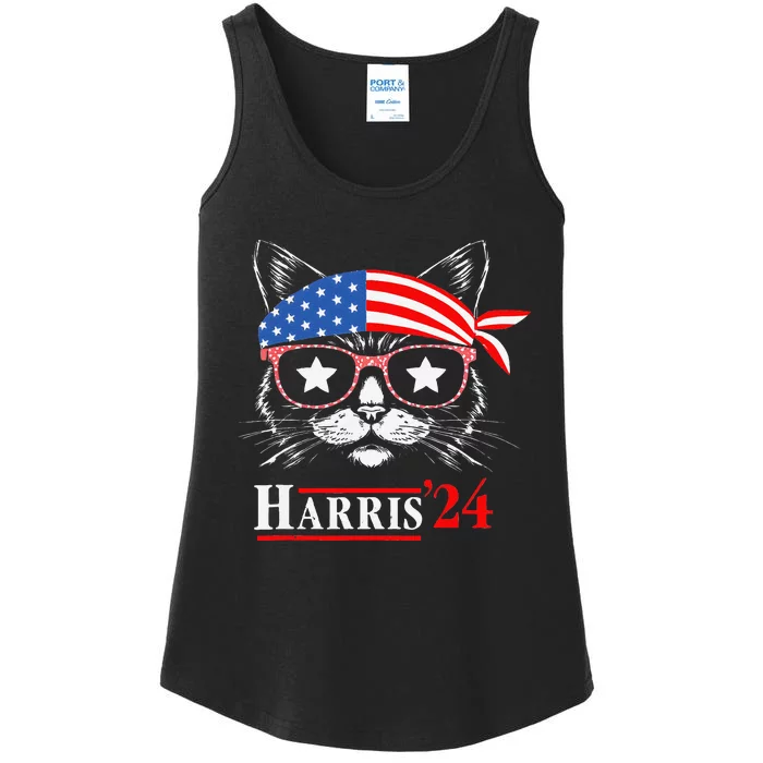 Cat Ladies For Kamala Funny Cat 2024 President Kamala Harris Ladies Essential Tank