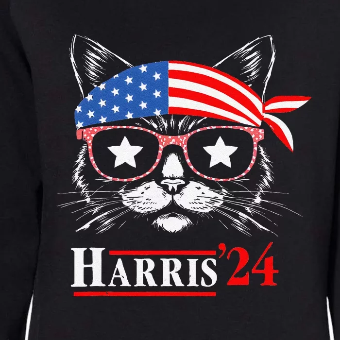 Cat Ladies For Kamala Funny Cat 2024 President Kamala Harris Womens California Wash Sweatshirt