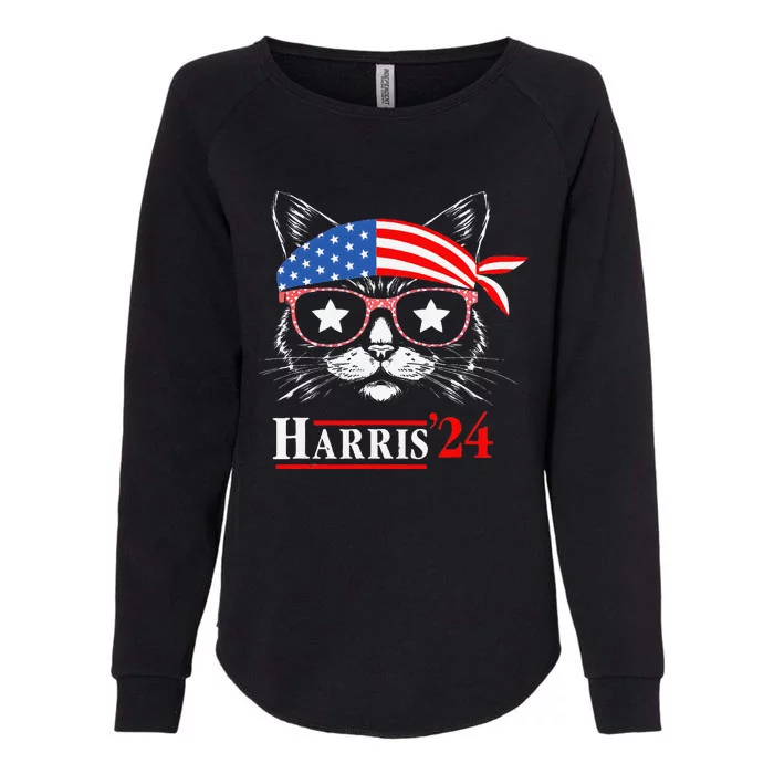 Cat Ladies For Kamala Funny Cat 2024 President Kamala Harris Womens California Wash Sweatshirt