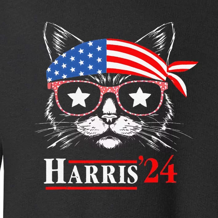 Cat Ladies For Kamala Funny Cat 2024 President Kamala Harris Toddler Sweatshirt