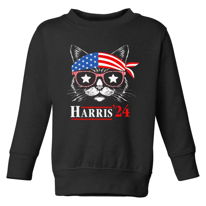 Cat Ladies For Kamala Funny Cat 2024 President Kamala Harris Toddler Sweatshirt