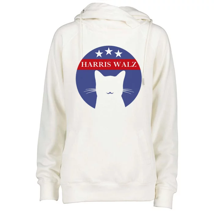 Cat Ladies For Kamala Funny Cat 2024 President Kamala Harris Womens Funnel Neck Pullover Hood