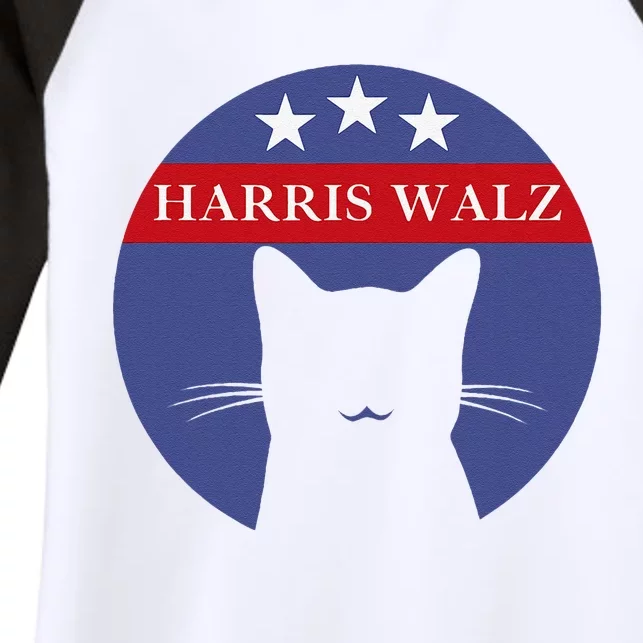 Cat Ladies For Kamala Funny Cat 2024 President Kamala Harris Women's Tri-Blend 3/4-Sleeve Raglan Shirt