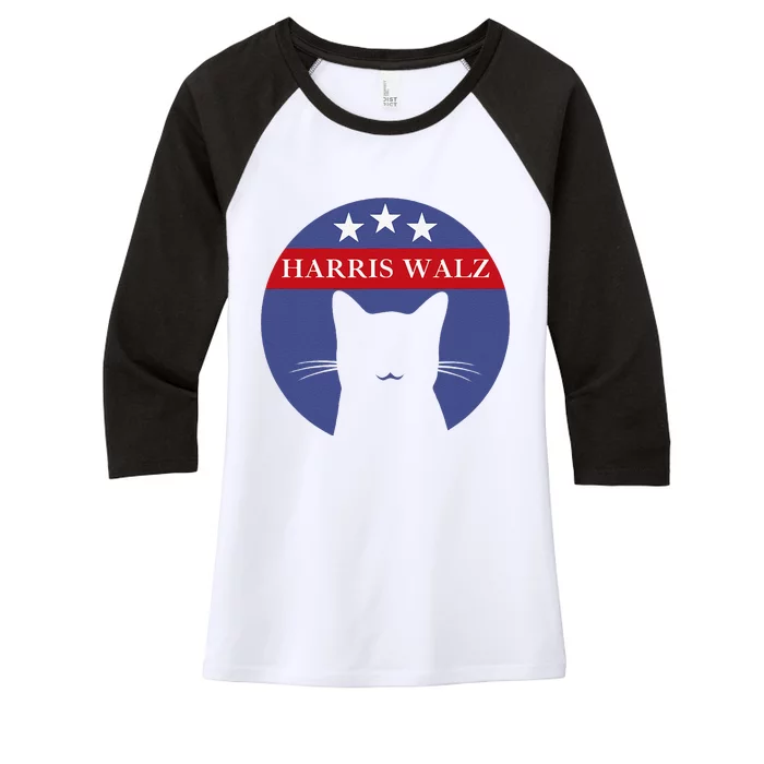 Cat Ladies For Kamala Funny Cat 2024 President Kamala Harris Women's Tri-Blend 3/4-Sleeve Raglan Shirt