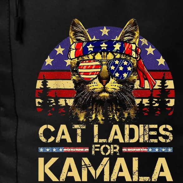 Cat Ladies For Kamala Funny Cat 2024 President Kamala Harris Daily Commute Backpack