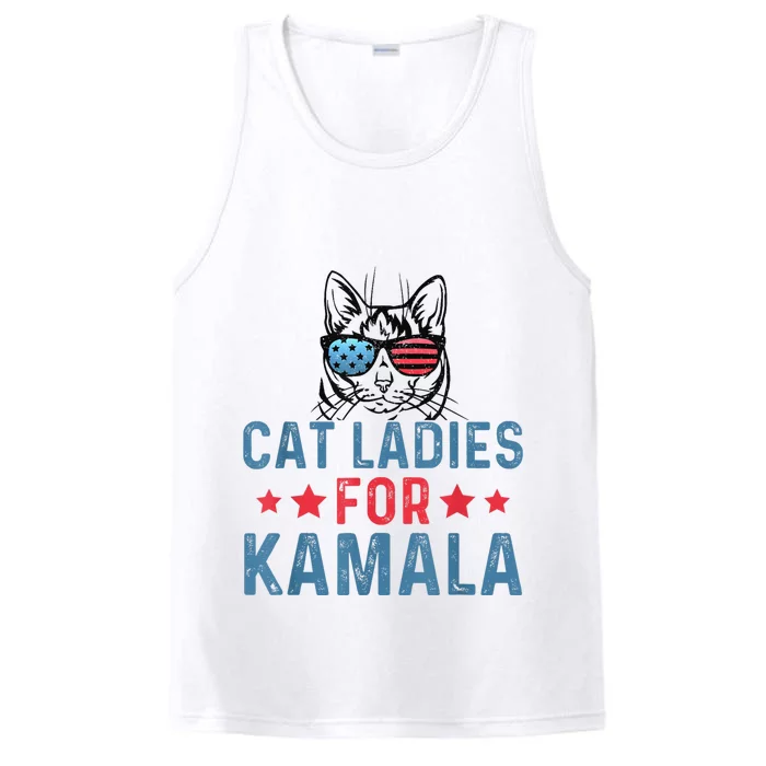 Cat Ladies For Kamala Funny Cat 2024 President Kamalaharris Performance Tank