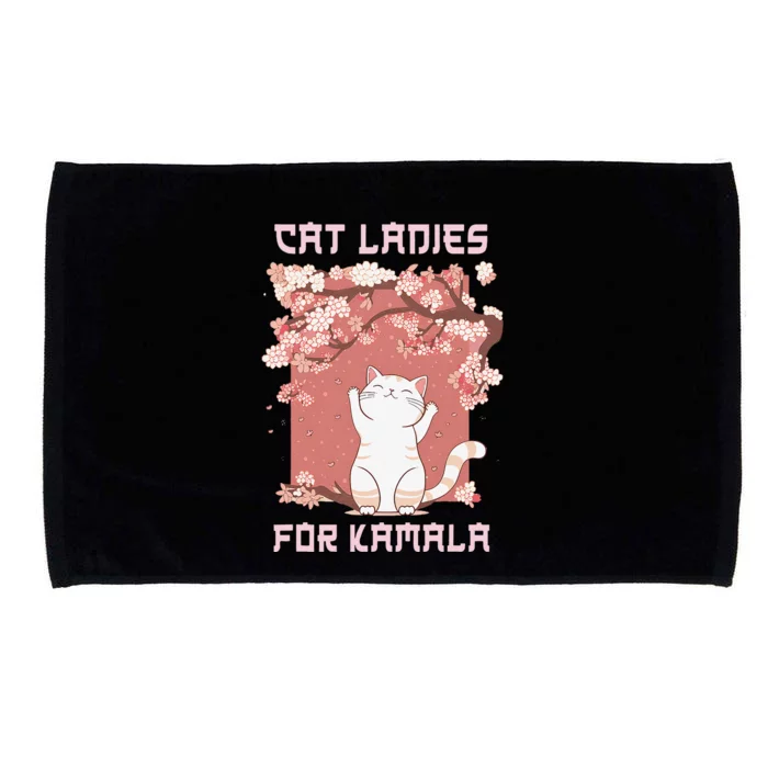 Cat Ladies For Kamala Harris 2024 Progress Breaking Barriers Microfiber Hand Towel