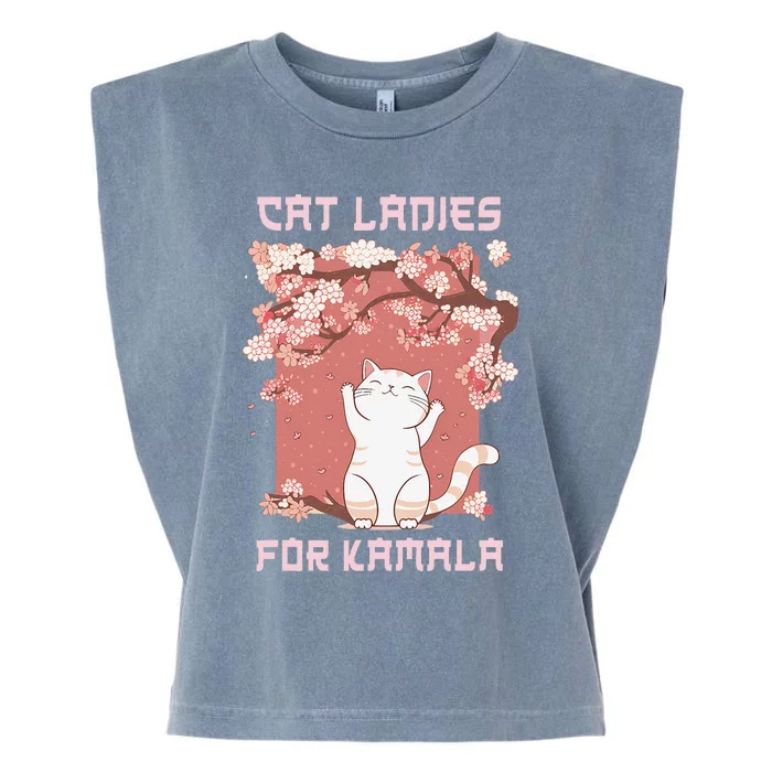 Cat Ladies For Kamala Harris 2024 Progress Breaking Barriers Garment-Dyed Women's Muscle Tee