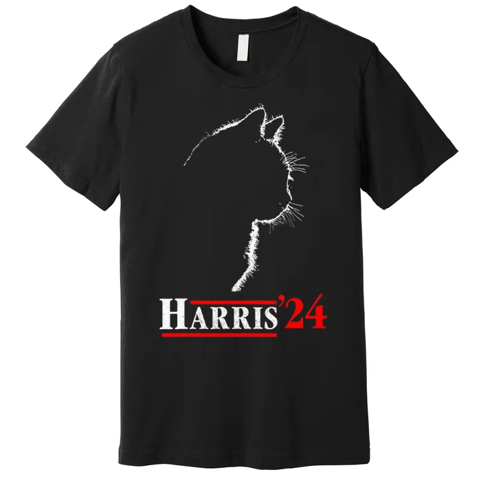 Cat Ladies For Kamala Funny Cat 2024 President Kamala Harris Premium T-Shirt