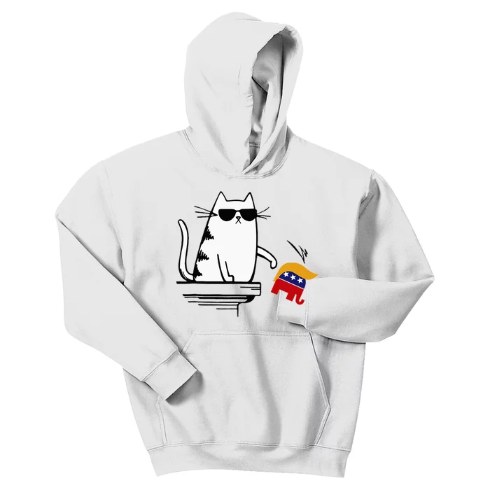 Cat Ladies For Kamala Harris Donald Trump 2024 Kids Hoodie