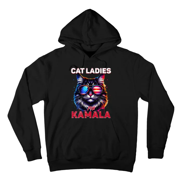 Cat Ladies For Kamala Funny Cat 2024 President Kamala Harris Hoodie