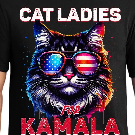 Cat Ladies For Kamala Funny Cat 2024 President Kamala Harris Pajama Set