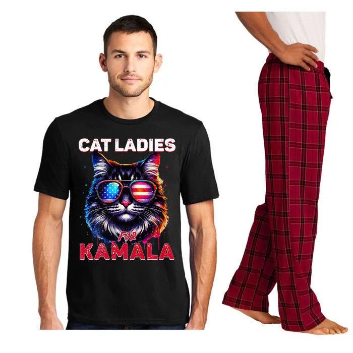 Cat Ladies For Kamala Funny Cat 2024 President Kamala Harris Pajama Set