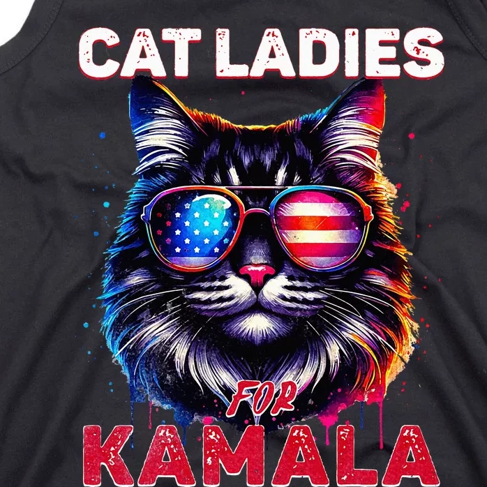 Cat Ladies For Kamala Funny Cat 2024 President Kamala Harris Tank Top