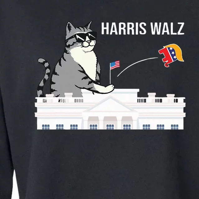 Cat Ladies For Kamala Harris Donald Trump 2024 Cropped Pullover Crew