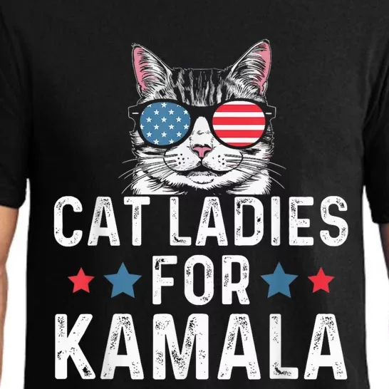 Cat Ladies For Kamala Funny Cat 2024 President Kamalaharris Pajama Set