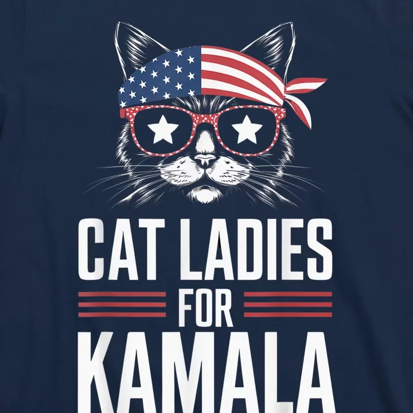 Cat Ladies For Kamala Funny Cat 2024 President Kamalaharris T-Shirt