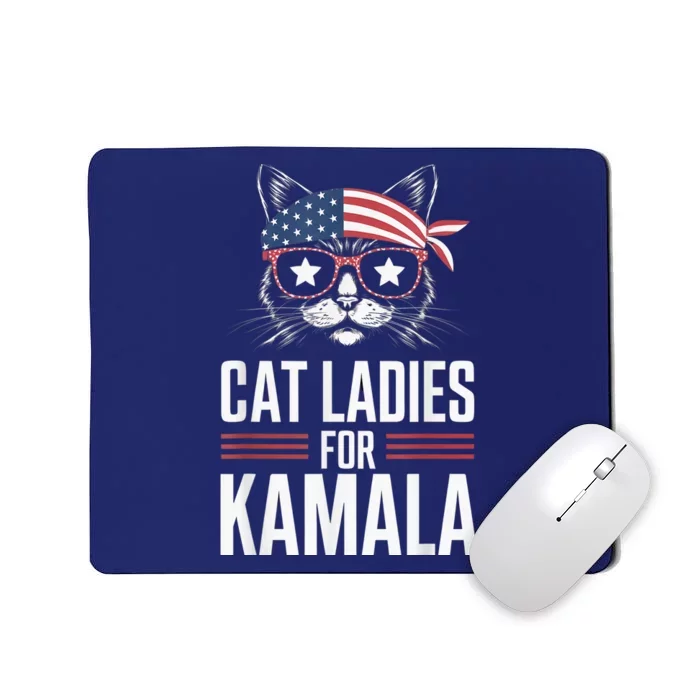 Cat Ladies For Kamala Funny Cat 2024 President Kamalaharris Mousepad