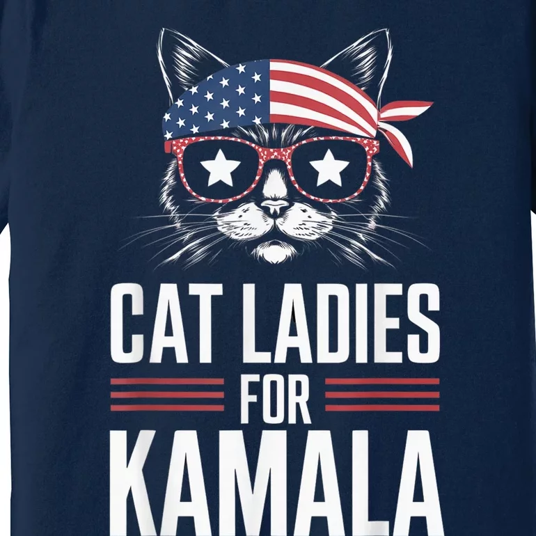 Cat Ladies For Kamala Funny Cat 2024 President Kamalaharris Premium T-Shirt