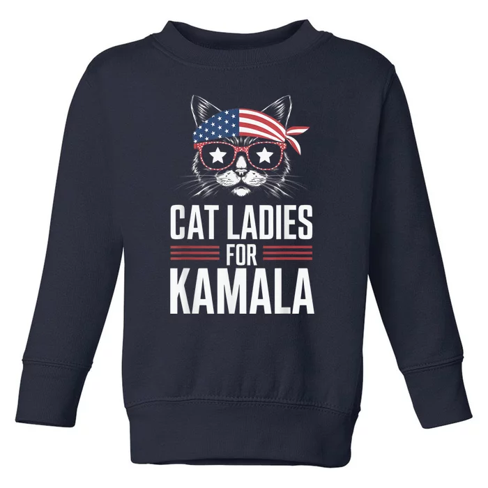 Cat Ladies For Kamala Funny Cat 2024 President Kamalaharris Toddler Sweatshirt