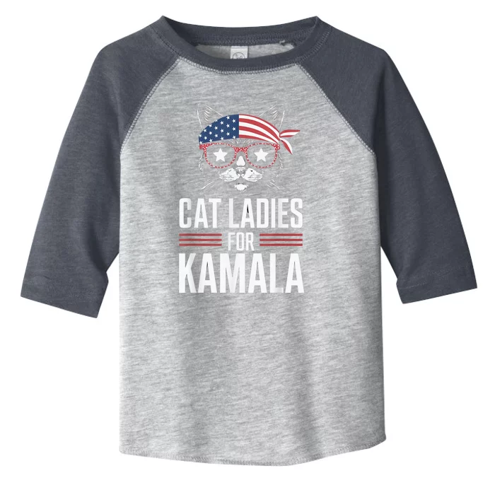 Cat Ladies For Kamala Funny Cat 2024 President Kamalaharris Toddler Fine Jersey T-Shirt