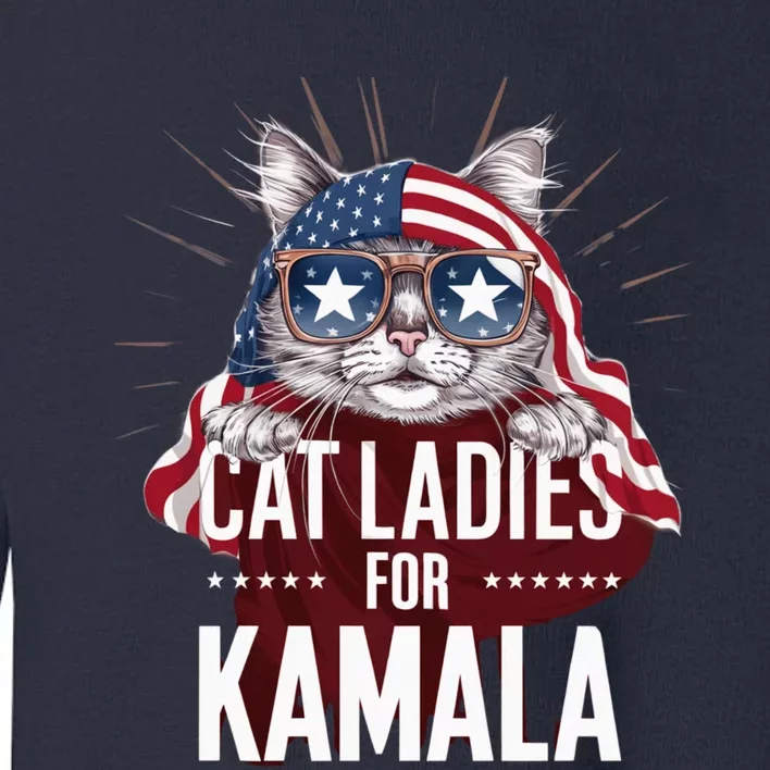 Cat Ladies For Kamala Funny Cat 2024 President Kamalaharris Toddler Sweatshirt