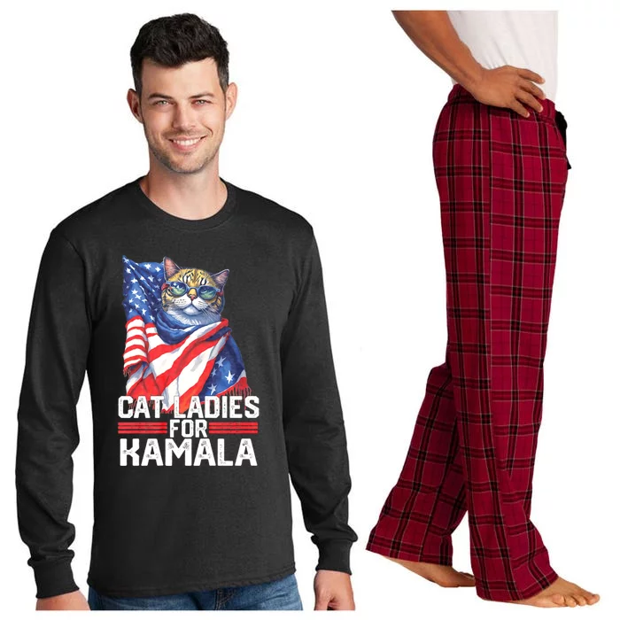 Cat Ladies For Kamala Harris Funny Cat Long Sleeve Pajama Set