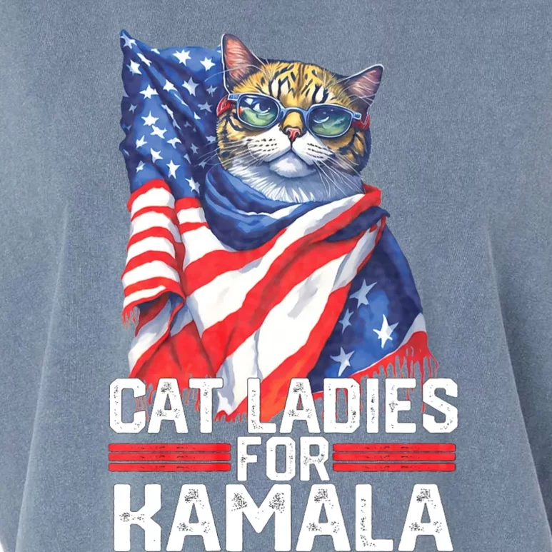 Cat Ladies For Kamala Harris Funny Cat Garment-Dyed Women's Muscle Tee