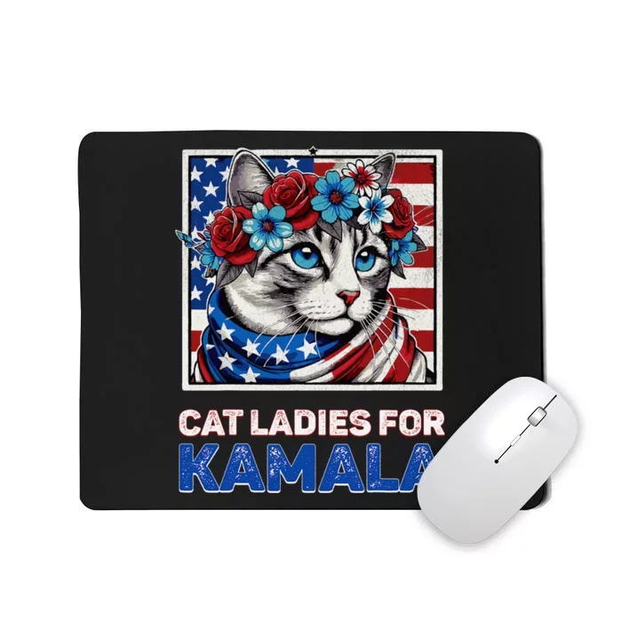 Cat Ladies For Kamala Funny Cat 2024 President Kamalaharris Mousepad