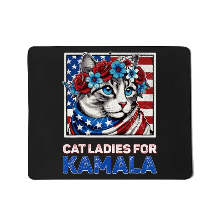 Cat Ladies For Kamala Funny Cat 2024 President Kamalaharris Mousepad