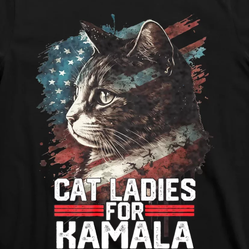 Cat Ladies For Kamala Harris Funny Cat T-Shirt