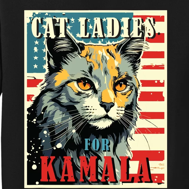 Cat Ladies For Kamala Funny Cat 2024 President Kamalaharris Sweatshirt