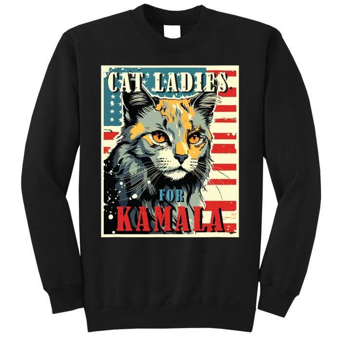 Cat Ladies For Kamala Funny Cat 2024 President Kamalaharris Sweatshirt