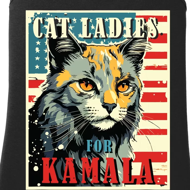 Cat Ladies For Kamala Funny Cat 2024 President Kamalaharris Ladies Essential Tank