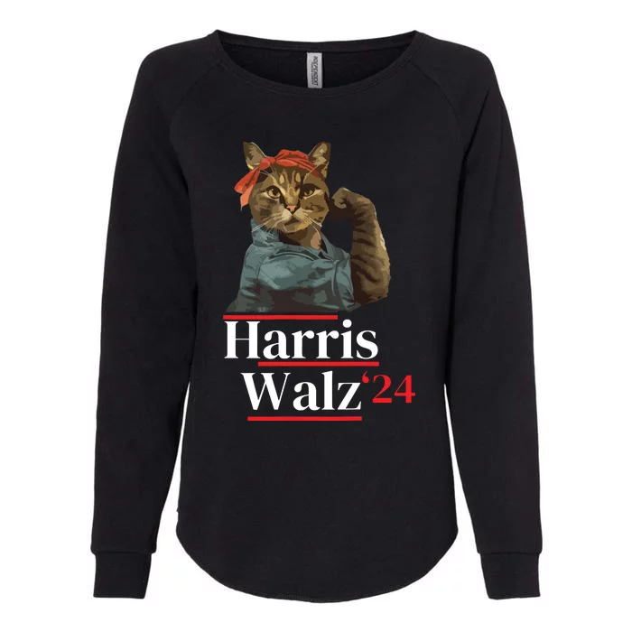 Cat Ladies For Kamala Walz Funny Cat 2024 President Womens California Wash Sweatshirt