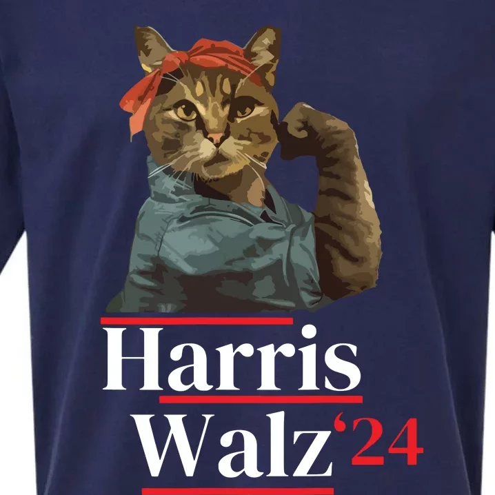 Cat Ladies For Kamala Walz Funny Cat 2024 President Sueded Cloud Jersey T-Shirt