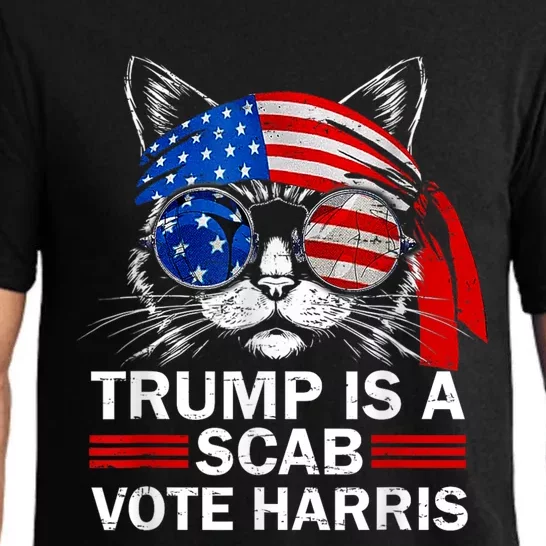 Cat Ladies Funny Trump Is A Scab Vote Harris Pajama Set