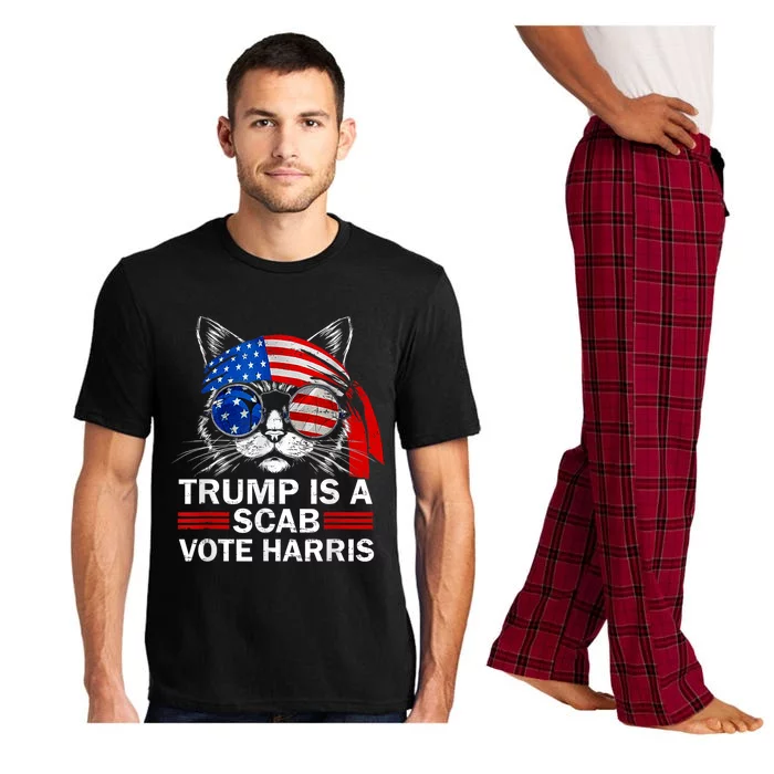 Cat Ladies Funny Trump Is A Scab Vote Harris Pajama Set