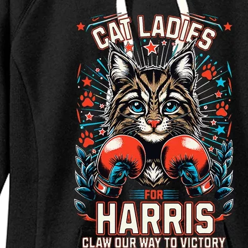 Cat Ladies For Harris For President 2024 Women's Fleece Hoodie