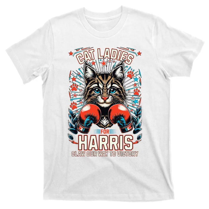 Cat Ladies For Harris For President 2024 T-Shirt