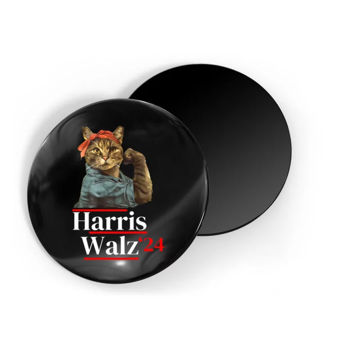 Cat Ladies For Kamala Walz Funny Cat 2024 President Magnet