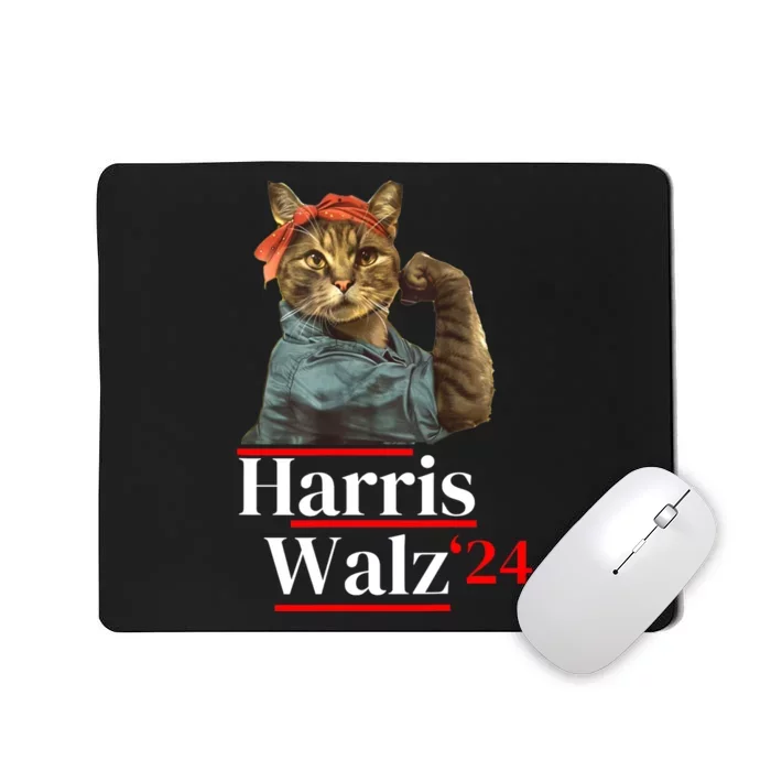 Cat Ladies For Kamala Walz Funny Cat 2024 President Mousepad