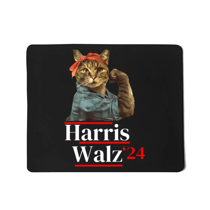 Cat Ladies For Kamala Walz Funny Cat 2024 President Mousepad