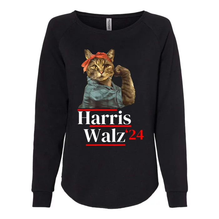 Cat Ladies For Kamala Walz Funny Cat 2024 President Womens California Wash Sweatshirt