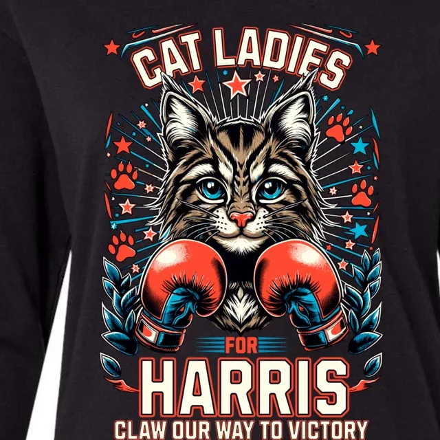 Cat Ladies For Harris For President 2024 Womens Cotton Relaxed Long Sleeve T-Shirt