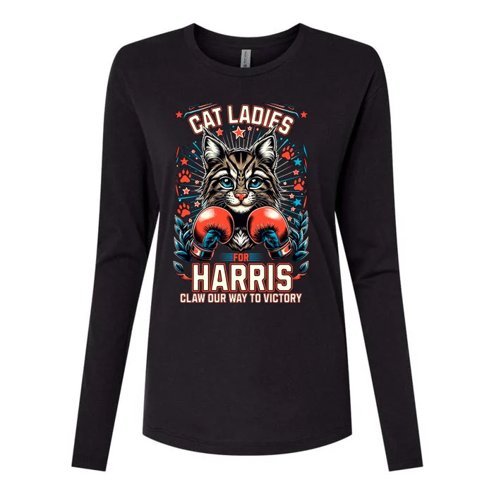 Cat Ladies For Harris For President 2024 Womens Cotton Relaxed Long Sleeve T-Shirt